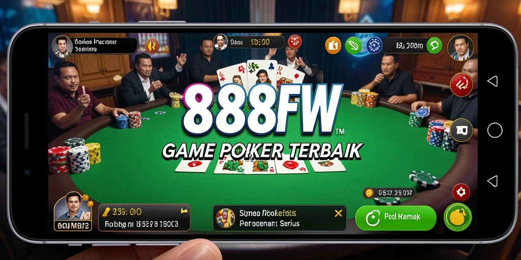 Tampilan gameplay Poker yang mendebarkan dan interaktif di 888FW.