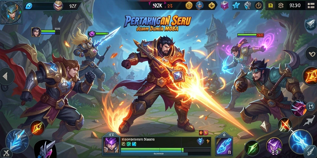 Screenshot gameplay <strong>9ZK</strong> menampilkan aksi seru dalam pertandingan MOBA.