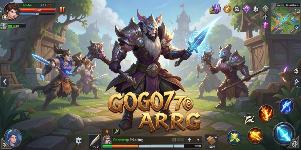 Tampilan gameplay GOGO77 menampilkan pertarungan seru dalam dunia yang luas.