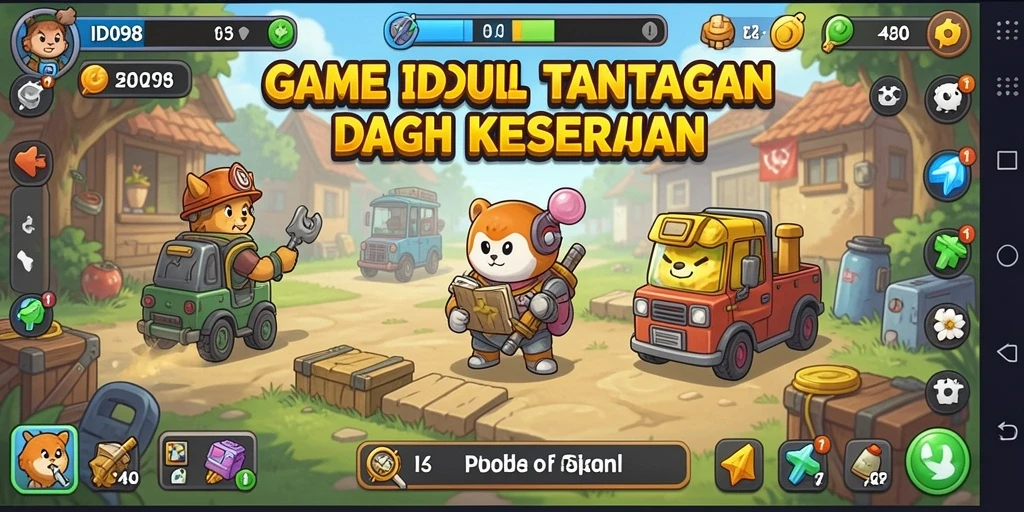 Screenshot gameplay ID098 menampilkan karakter yang bekerja secara otomatis.