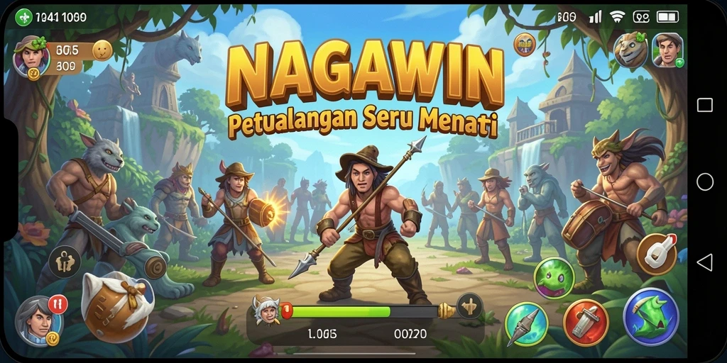 Screenshot NAGAWIN yang menunjukkan aksi petualangan mendebarkan.