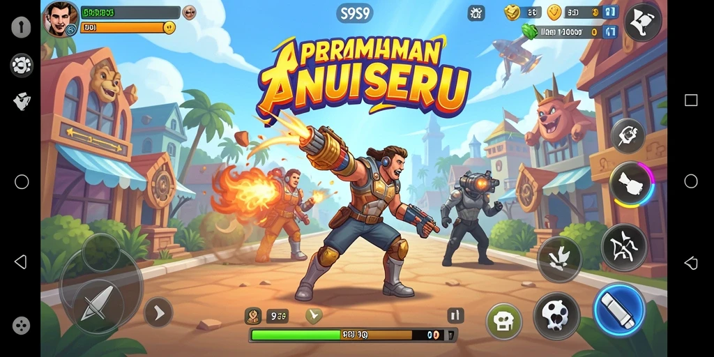 Tampilan seru gameplay S9S9 dengan karakter yang beraksi.