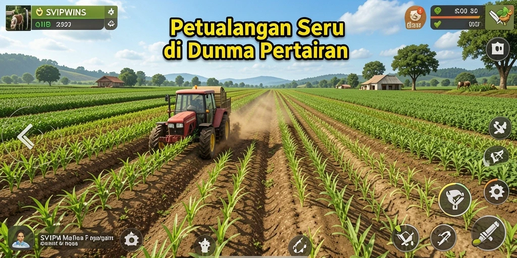 Screenshot menampilkan karakter pemain sedang merawat ladang di SVIPWINS.